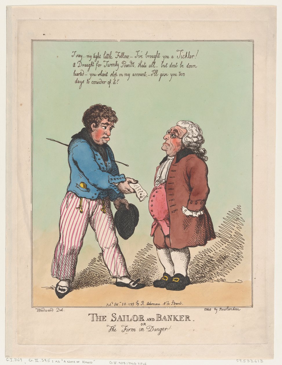 Marynarz i bankier, 28 października 1799, 28 października 1799. autorstwa Thomas Rowlandson