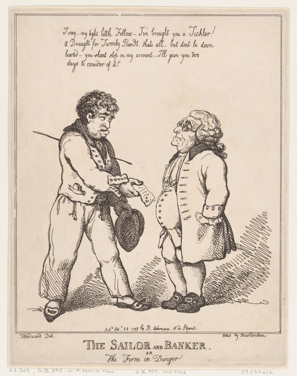 Żeglarz i bankier, czyli firma w niebezpieczeństwie, 28 października 1799, 28 października 1799. autorstwa Thomas Rowlandson