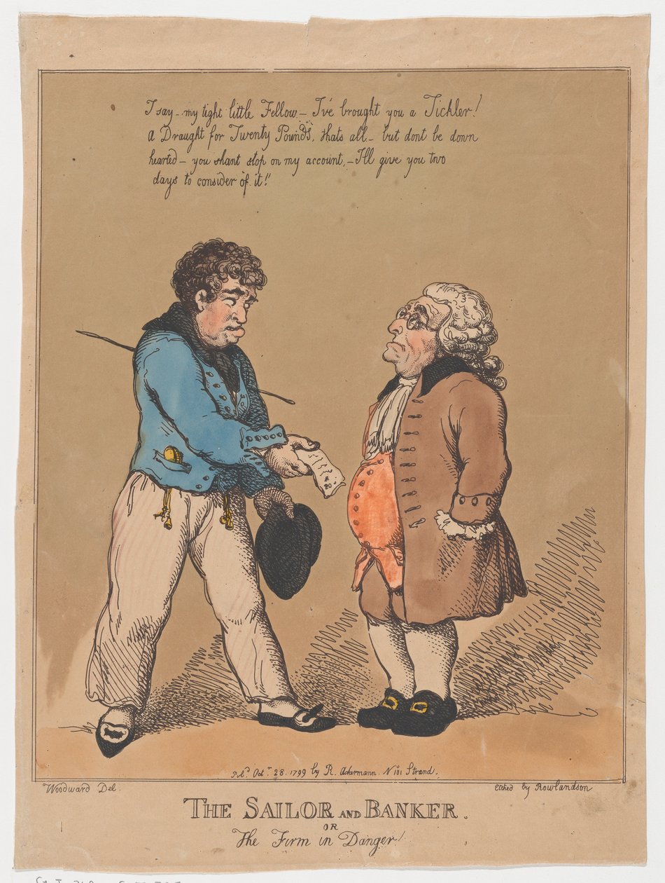 Żeglarz i bankier, czyli firma w niebezpieczeństwie, 28 października 1799, 28 października 1799. autorstwa Thomas Rowlandson