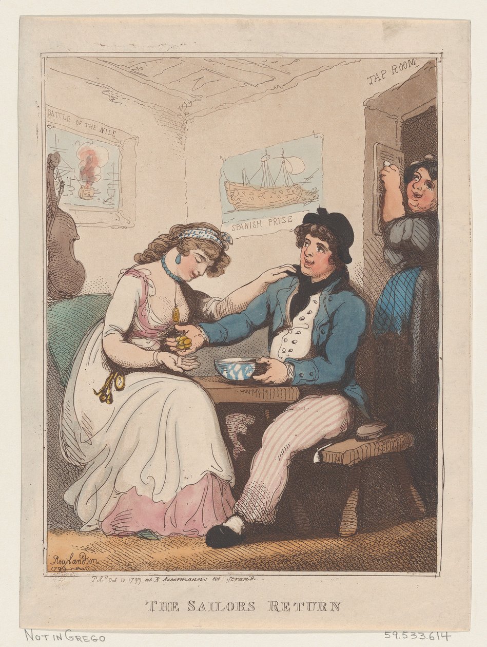 Powrót marynarza, 10 października 1799, 10 października 1799. autorstwa Thomas Rowlandson