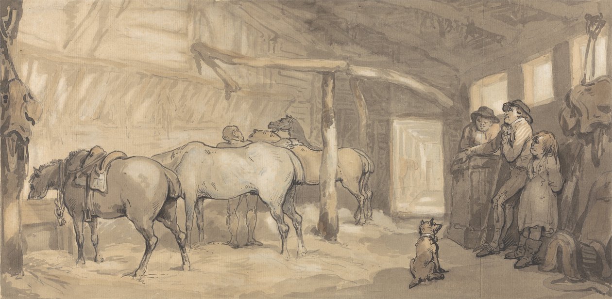 Stajnia karczmy, ok. 1790 (grafit & pióro & tusz & akwarela na papierze) autorstwa Thomas Rowlandson