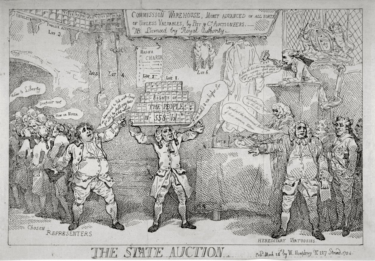 „Aukcja państwowa”, 1784 autorstwa Thomas Rowlandson