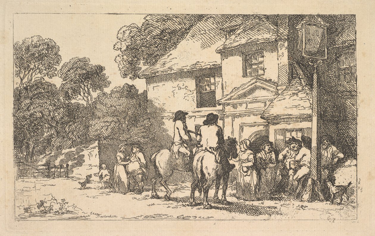The Three Horseshoes, przydrożna gospoda, 18 grudnia 1787 r. autorstwa Thomas Rowlandson