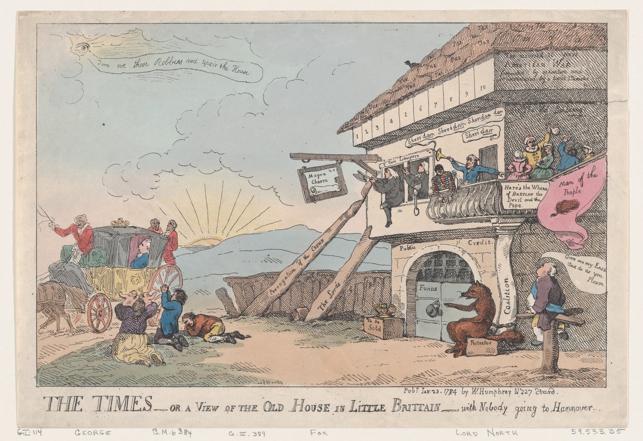 The Times - czyli widok na stary dom w Little Britain - z nikim nie odchodzi ..., 23 stycznia 1784. autorstwa Thomas Rowlandson