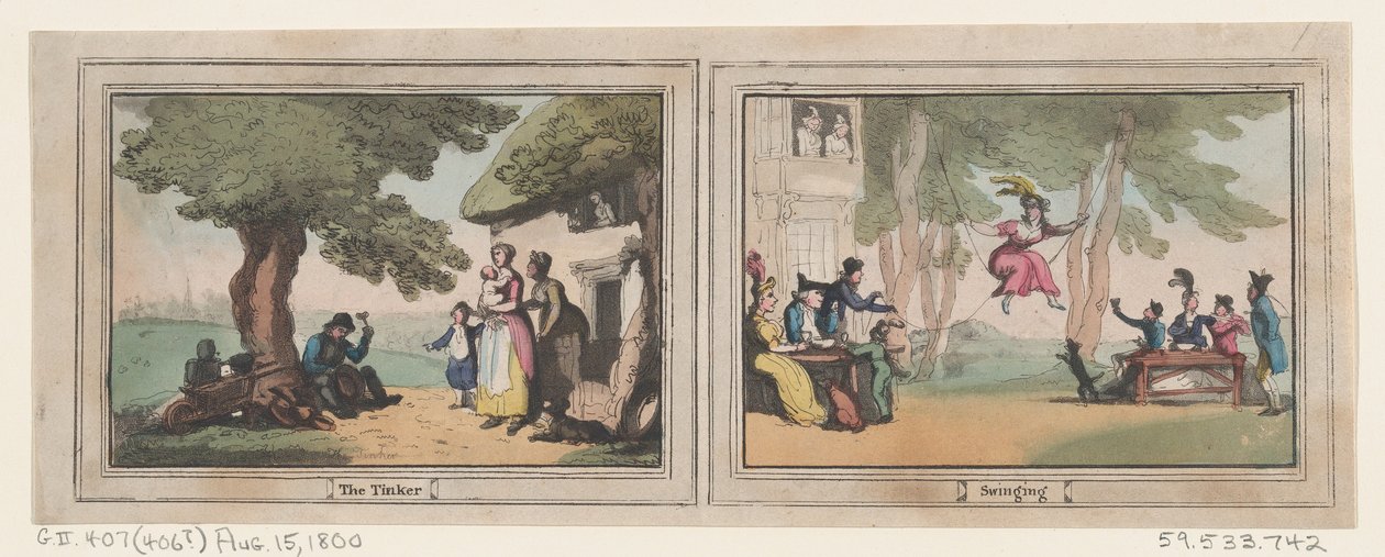 Tinker and Swinging, 15 sierpnia 1800 r., 15 sierpnia 1800 r. autorstwa Thomas Rowlandson