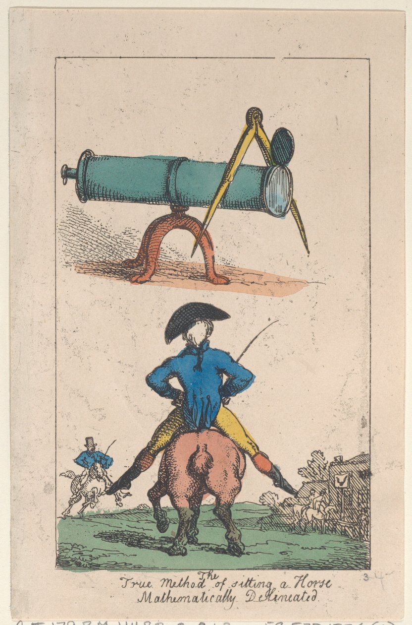 Prawdziwa metoda siedzenia na koniu, nakreślona matematycznie, 1809., 1809. autorstwa Thomas Rowlandson