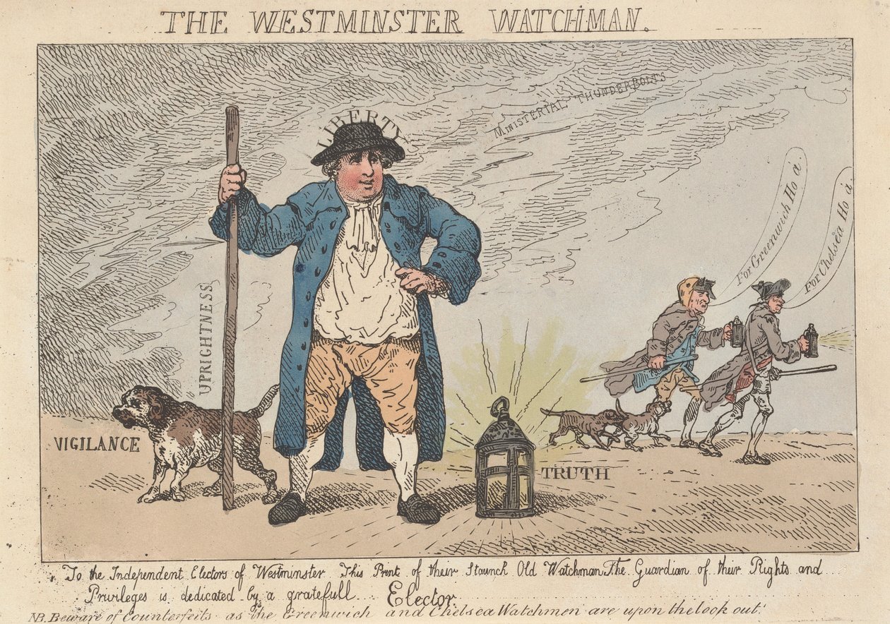 „Westminster Watchman” autorstwa Thomas Rowlandson