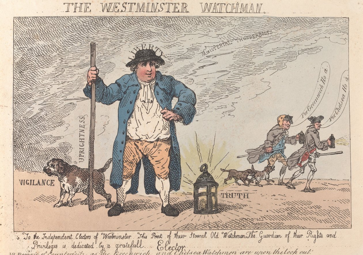 „Westminster Watchman” autorstwa Thomas Rowlandson