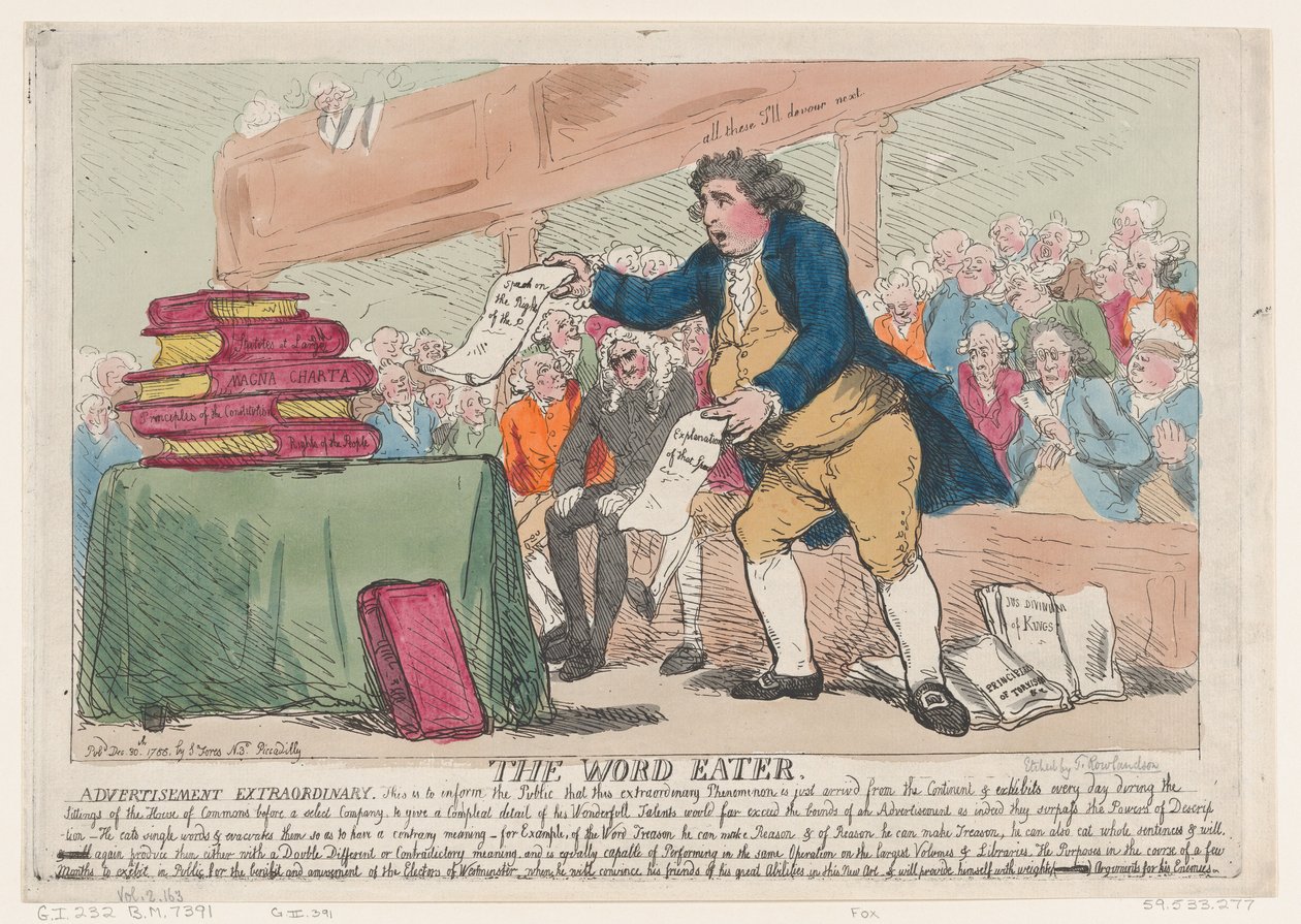 Zjadacz Słowa, 30 grudnia 1786., 30 grudnia 1786. autorstwa Thomas Rowlandson