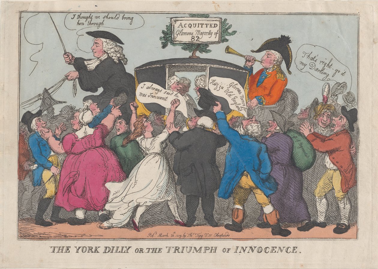 York Dilly lub Triumf niewinności, 26 lutego 1809, 26 lutego 1809. autorstwa Thomas Rowlandson