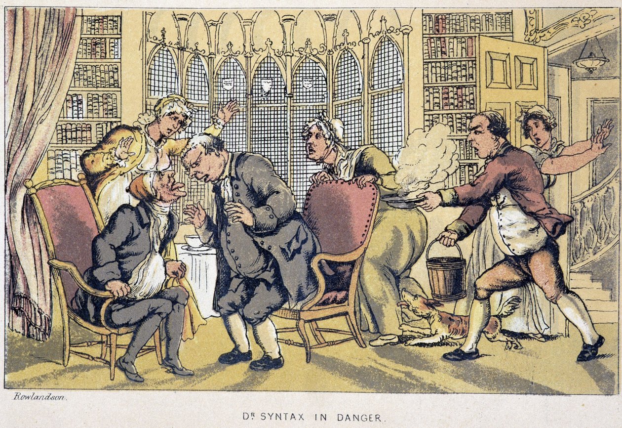 Konsultacja – w „Trzech wycieczkach doktora Syntaxa: w poszukiwaniu malowniczej pociechy i żony”” Williama Combe, il. Rowlandson autorstwa Thomas Rowlandson