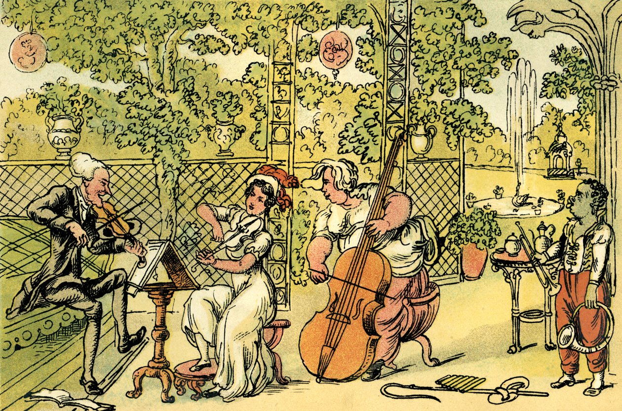 „Trio ogrodnicze” autorstwa Thomas Rowlandson