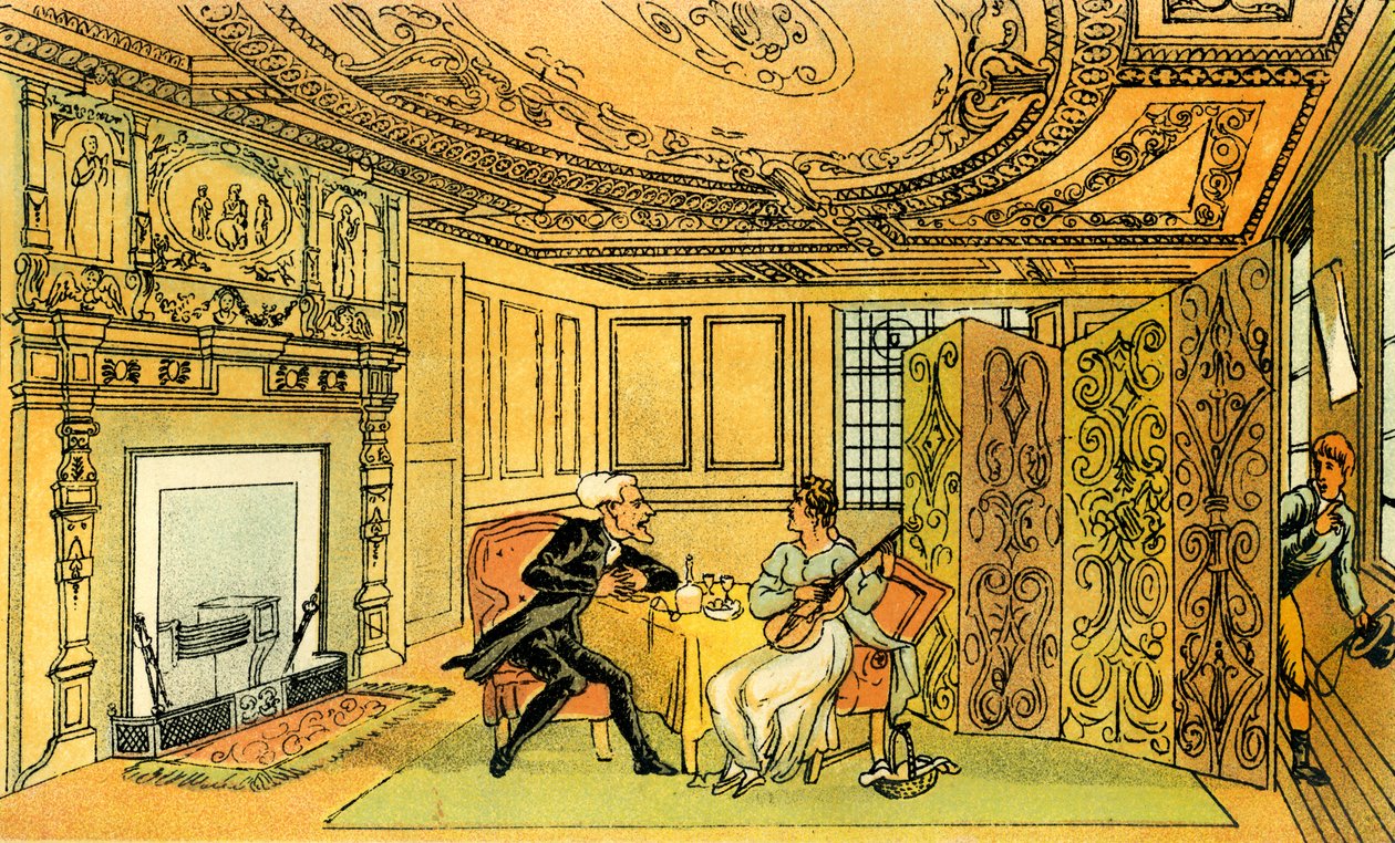 „Wizyta dr Syntax u wdowy pełnej nadziei” autorstwa Thomas Rowlandson