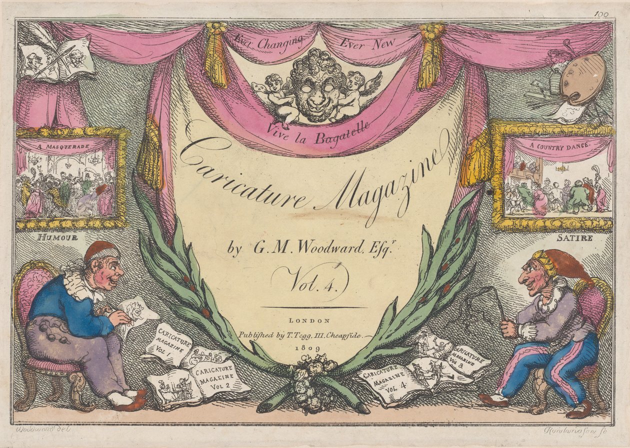 Strona tytułowa, The Caricature Magazine, GM Woodward, tom. 4, 1809., 1809. autorstwa Thomas Rowlandson