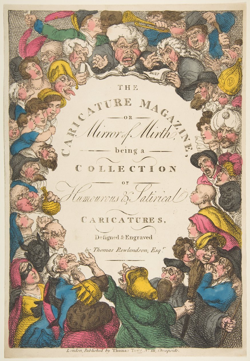Strona tytułowa, The Caricature Magazine lub Mirror of Mirth, 19 listopada 1808. autorstwa Thomas Rowlandson