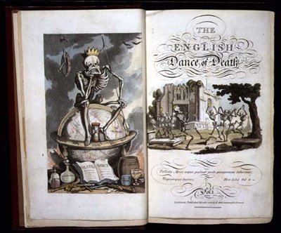 Strona tytułowa z „Angielskiego tańca śmierci”, wyd. przez R. Ackermanna autorstwa Thomas Rowlandson