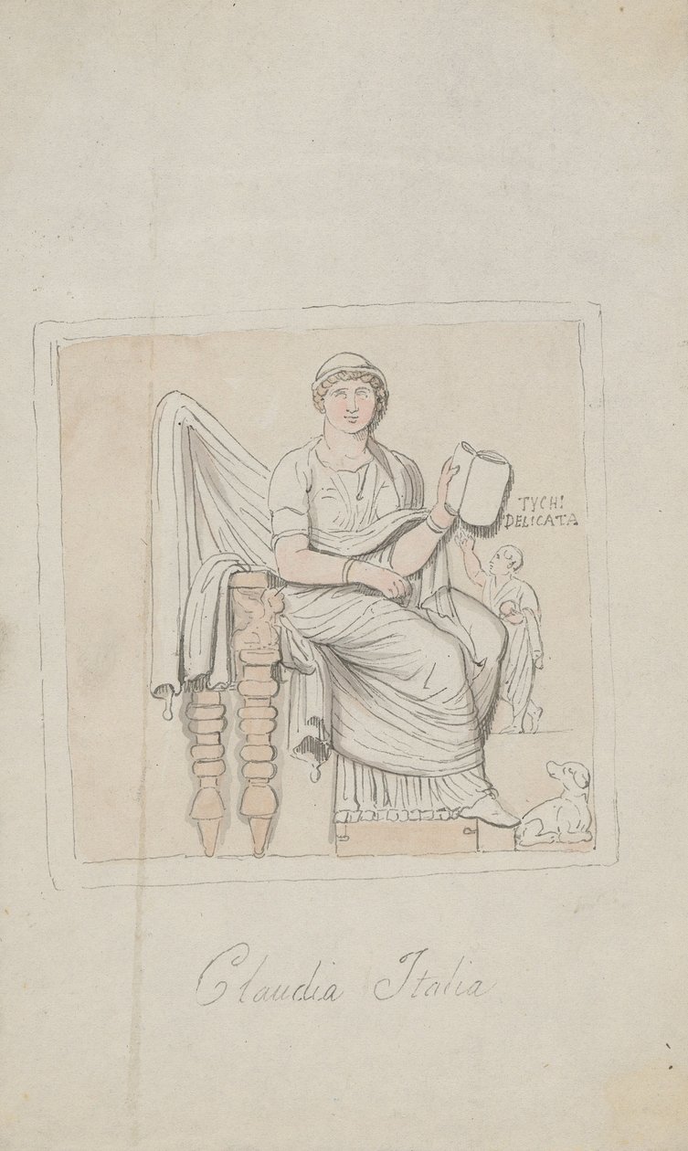 Tombstone, Claudia Italia jako alegoria muzyki autorstwa Thomas Rowlandson