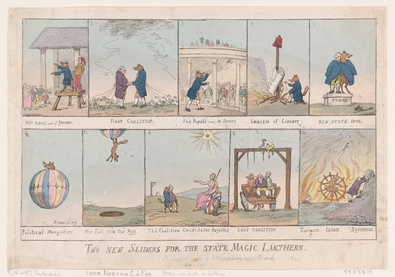 Dwie nowe slajdy do państwowej latarni magicznej, 29 grudnia 1783 r., 29 grudnia 1783 r. autorstwa Thomas Rowlandson