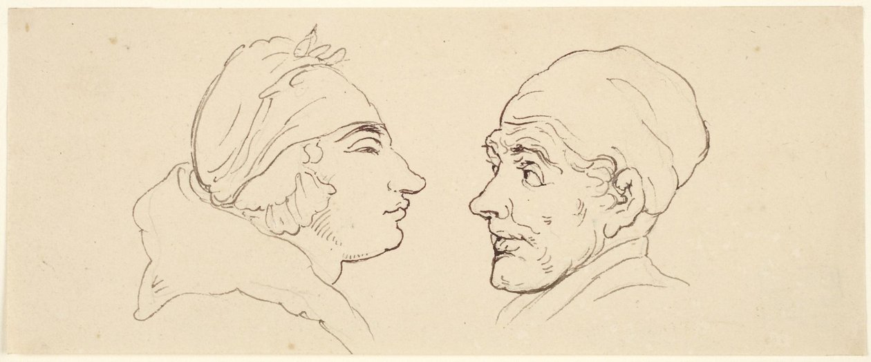 Dwie karykatury: mężczyzna i kobieta autorstwa Thomas Rowlandson