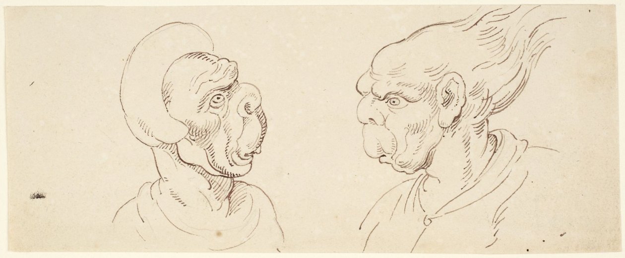 Dwie karykatury: męskie głowy autorstwa Thomas Rowlandson