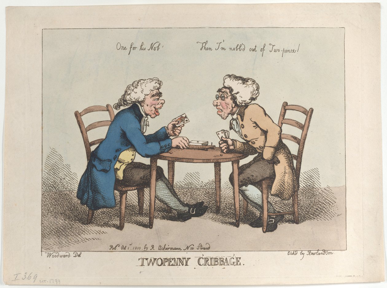 Twopenny Cribbage, [1 października 1799], wznowione 1810, [1 października 1799], wznowione 1810. autorstwa Thomas Rowlandson