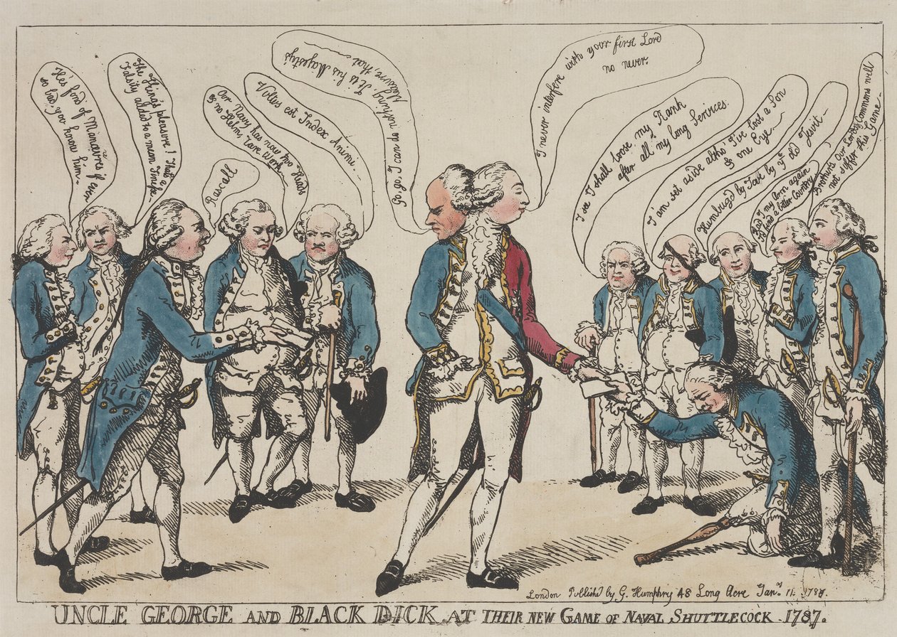 Wujek George i Czarny Dick podczas nowej partii morskiego badmintona autorstwa Thomas Rowlandson