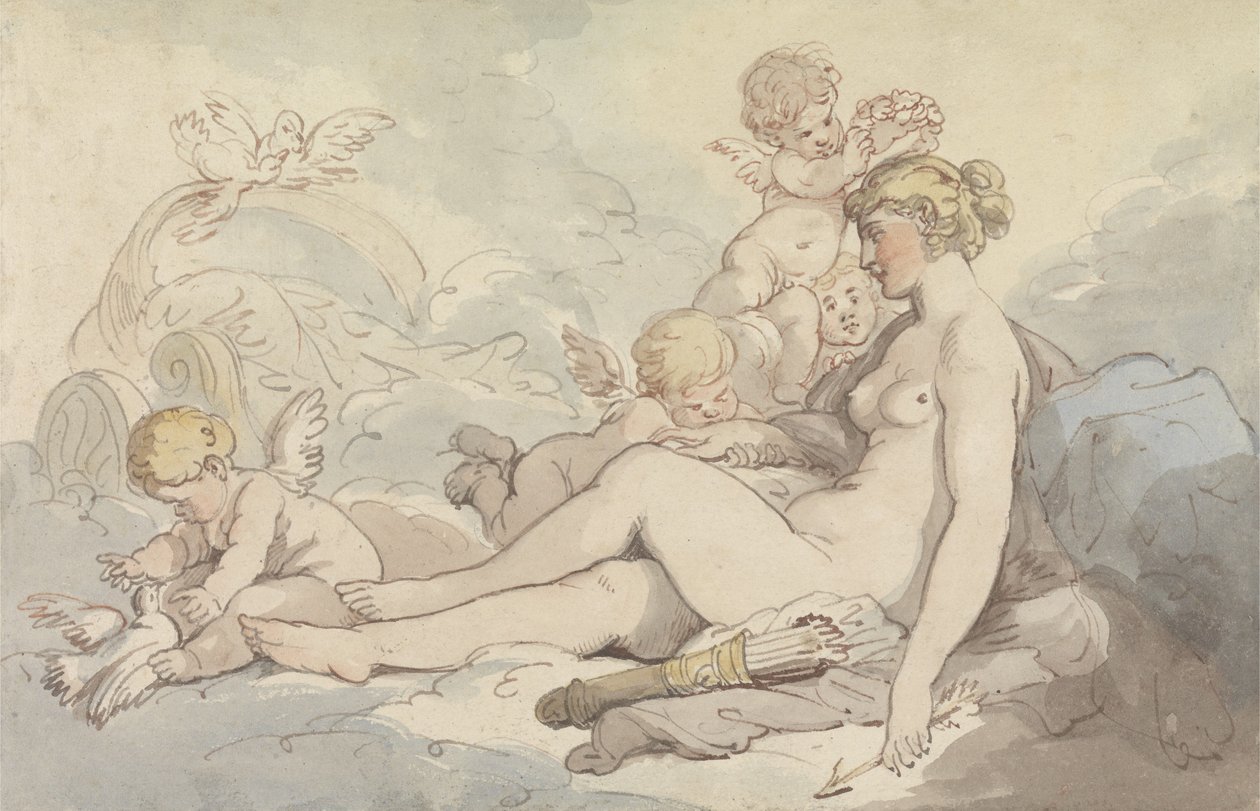 Wenus ukoronowana przez Kupidyna autorstwa Thomas Rowlandson