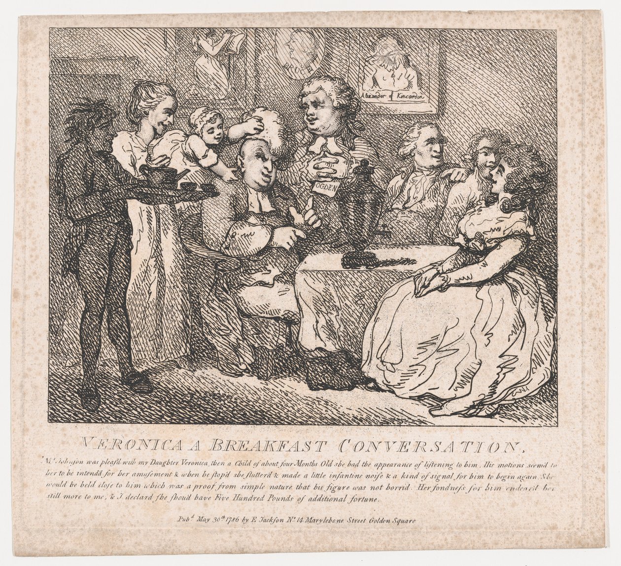 Veronica, rozmowa przy śniadaniu Malownicze piękności Boswell, część jodły..., 30 maja 1786. autorstwa Thomas Rowlandson