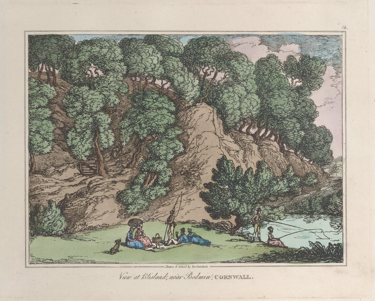 Widok na Blisland, niedaleko Bodmin, Cornwall, z Sketches from Nature, 1822., 1822. autorstwa Thomas Rowlandson