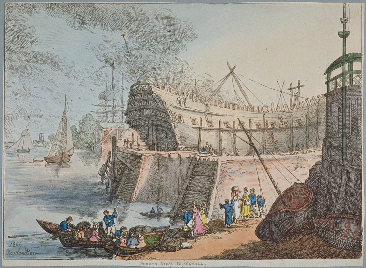 Widok na dok Brunswick autorstwa Thomas Rowlandson