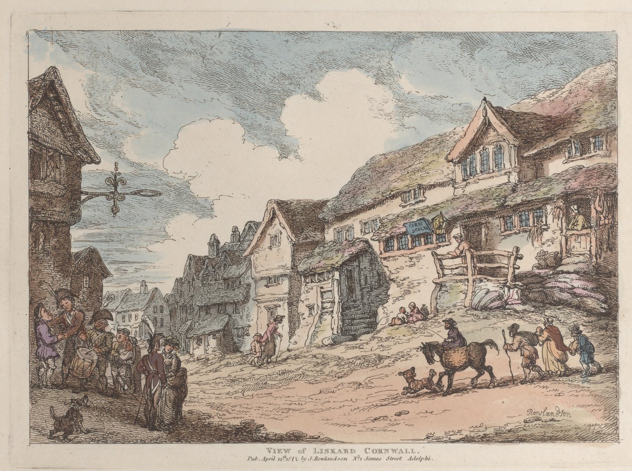 Widok Liskard, Kornwalia, z Widoków w Kornwalii, 12 kwietnia 1812 r., 12 kwietnia 1812 r. autorstwa Thomas Rowlandson