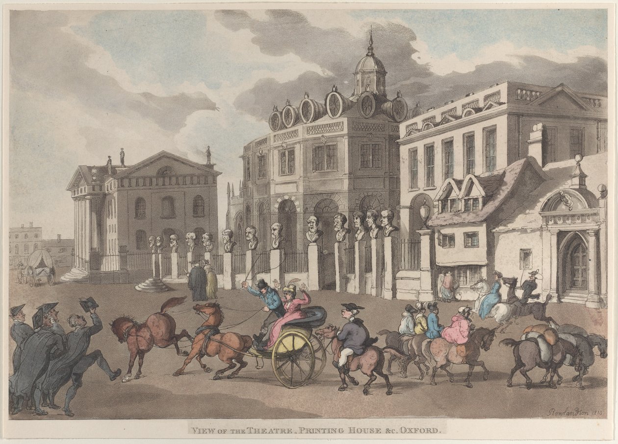 Widok na Teatr, Drukarnię i in. Oksford, 1810., 1810. autorstwa Thomas Rowlandson