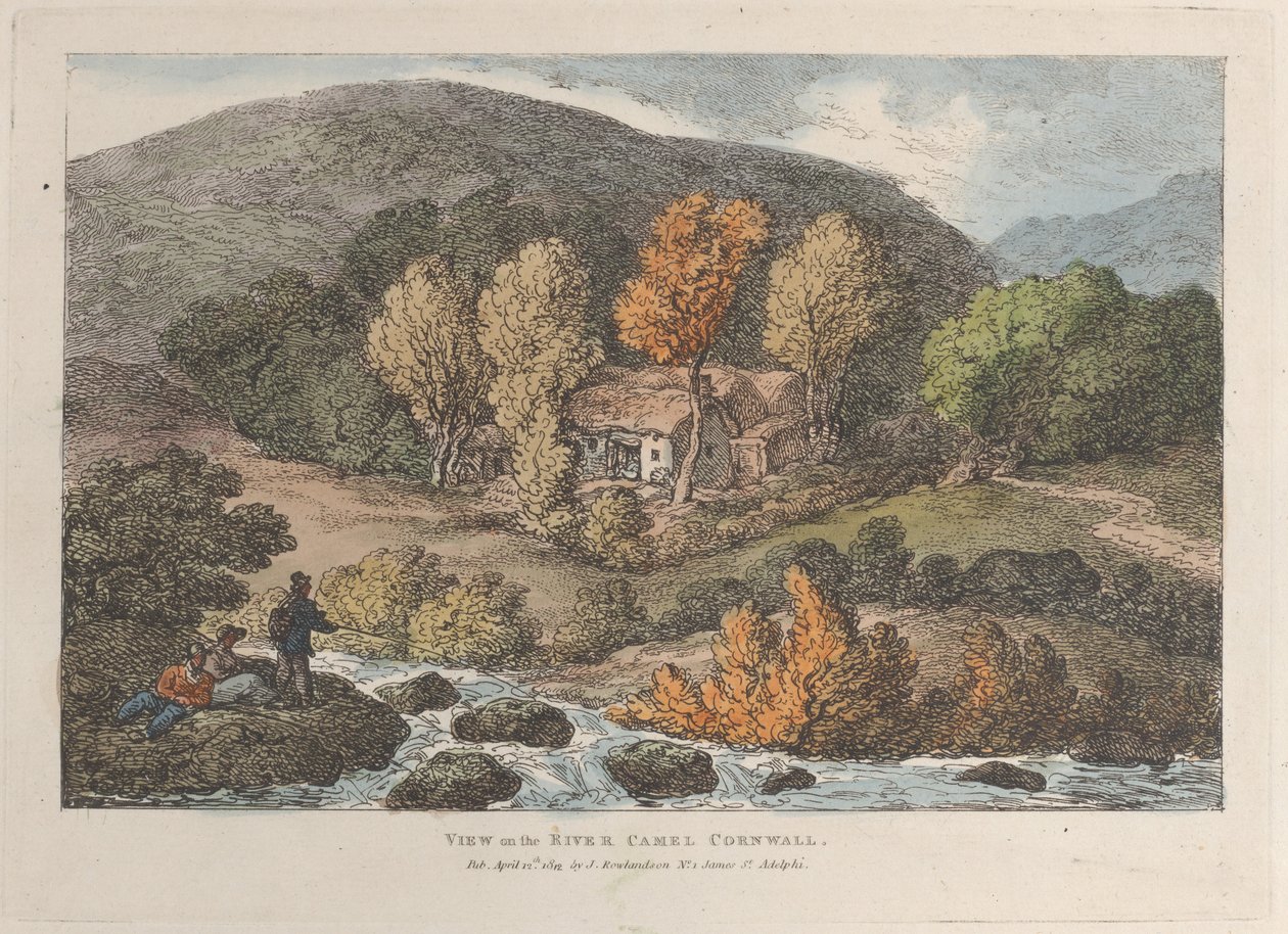 Widok na rzekę Camel, Cornwall, z Views in Cornwall, 12 kwietnia 1812 r., 12 kwietnia 1812 r. autorstwa Thomas Rowlandson