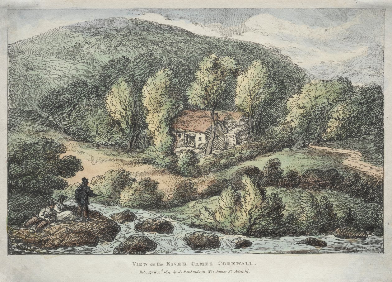 Widoki w Kornwalii: Widok na rzekę Camel, Kornwalia autorstwa Thomas Rowlandson