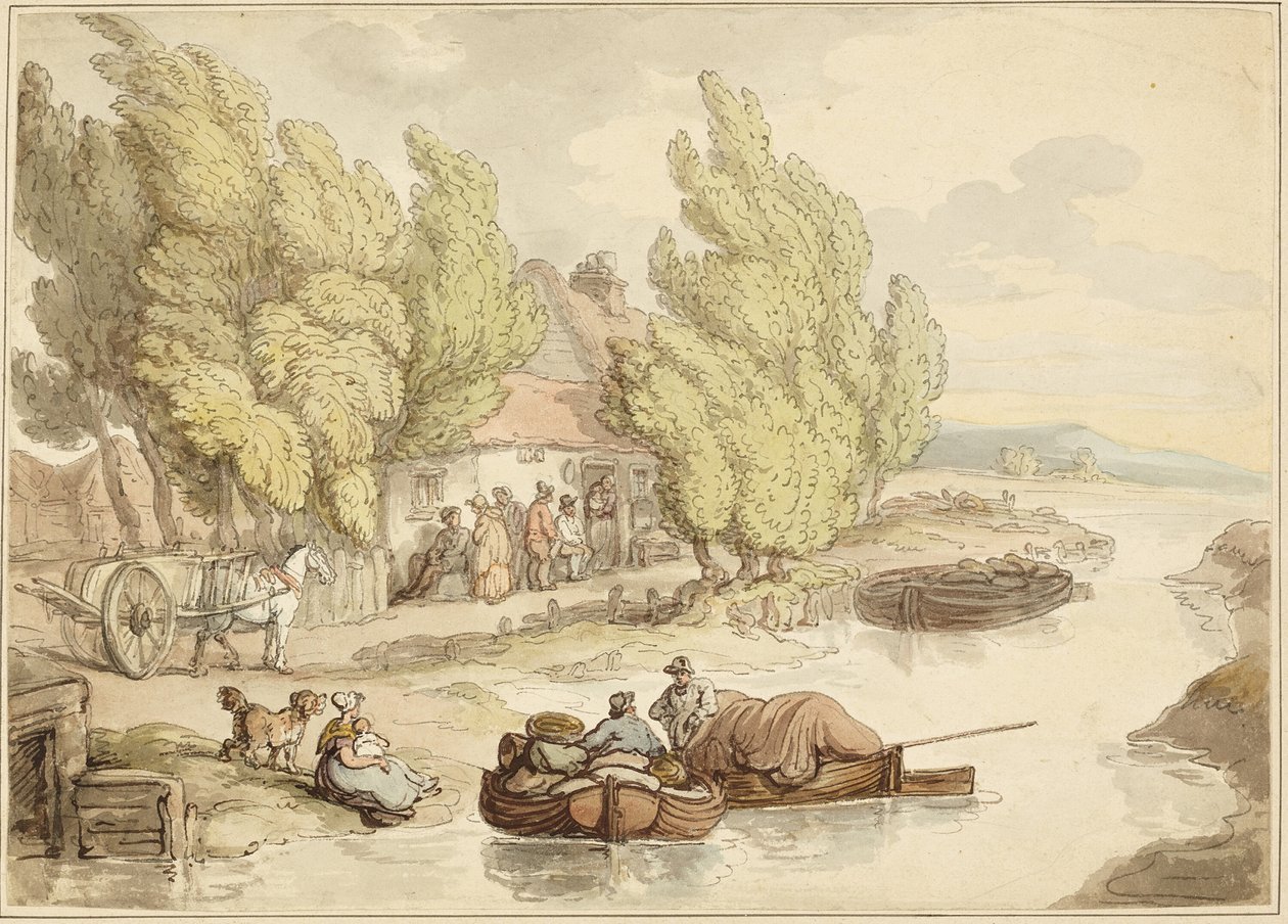 Wioska nad rzeką autorstwa Thomas Rowlandson