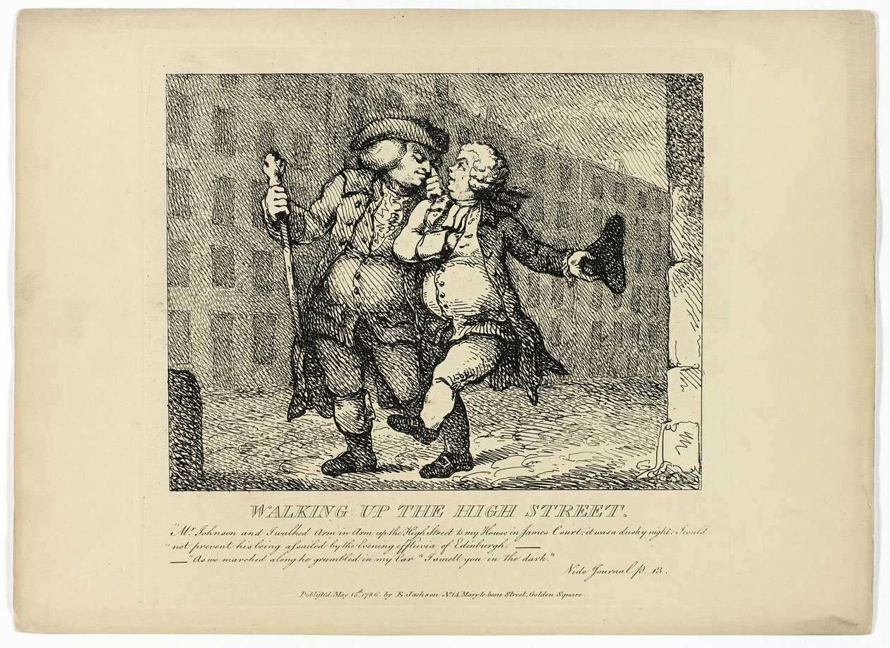Spacer po High Street, z książki Boswella Podróż po Hebrydach autorstwa Thomas Rowlandson