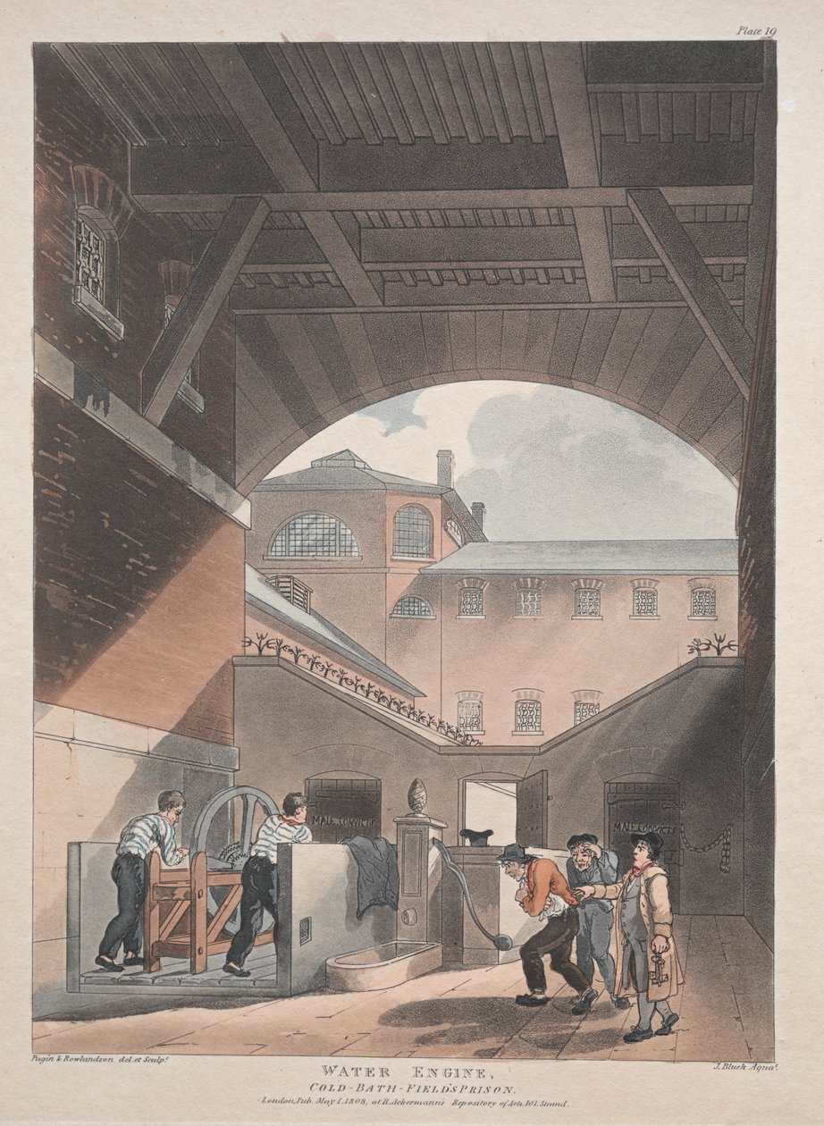 Silnik wodny, zimna kąpiel, więzienie polowe autorstwa Thomas Rowlandson