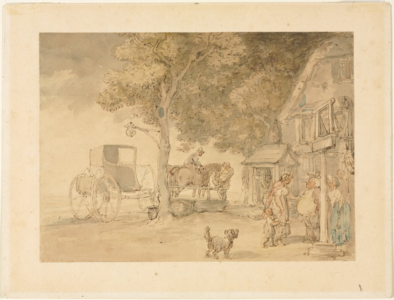 Podlewanie koni. autorstwa Thomas Rowlandson