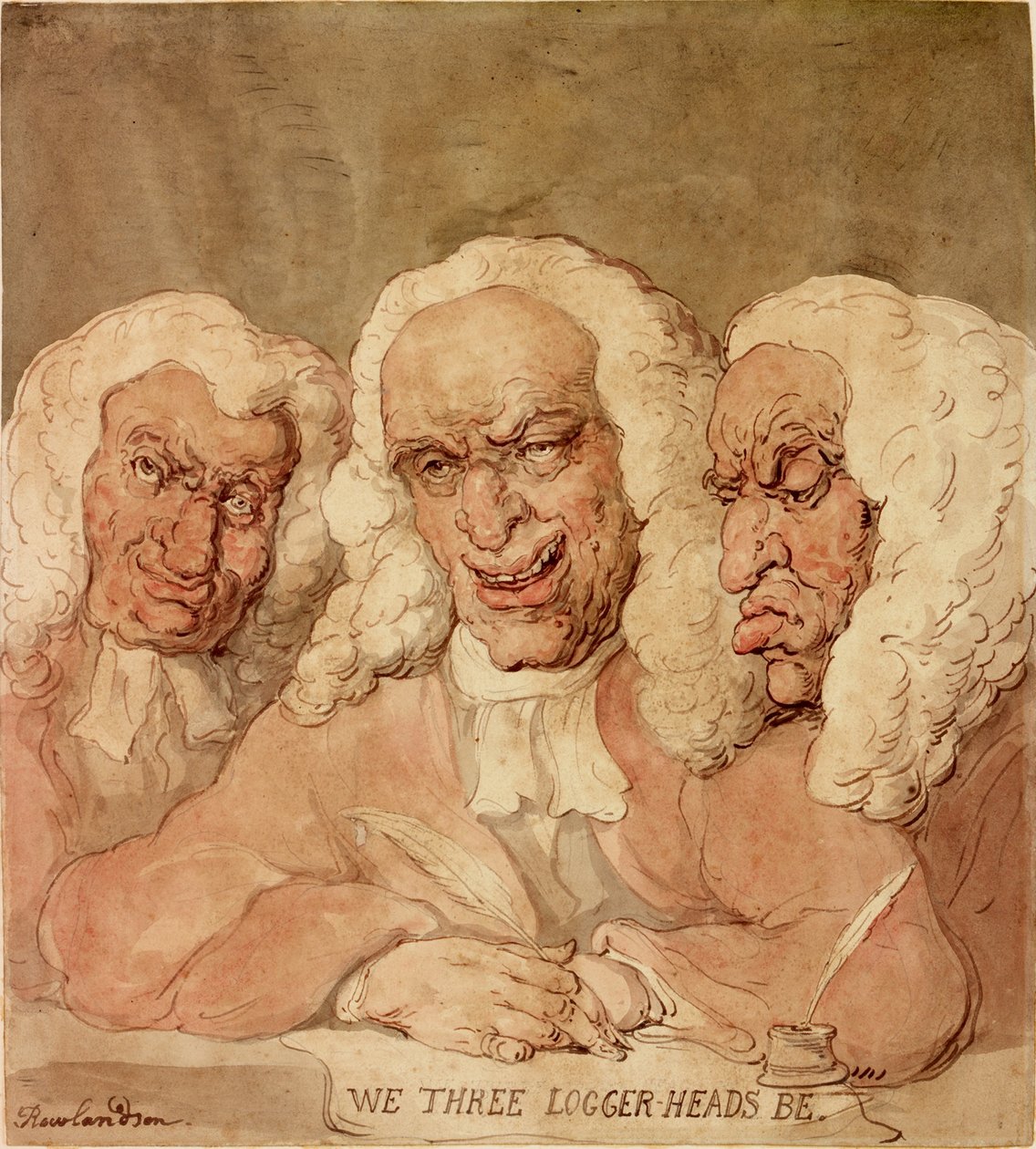 We Three Loggerheads Be, ok. 1805 (tusz, ołówek i akwarela na papierze) autorstwa Thomas Rowlandson