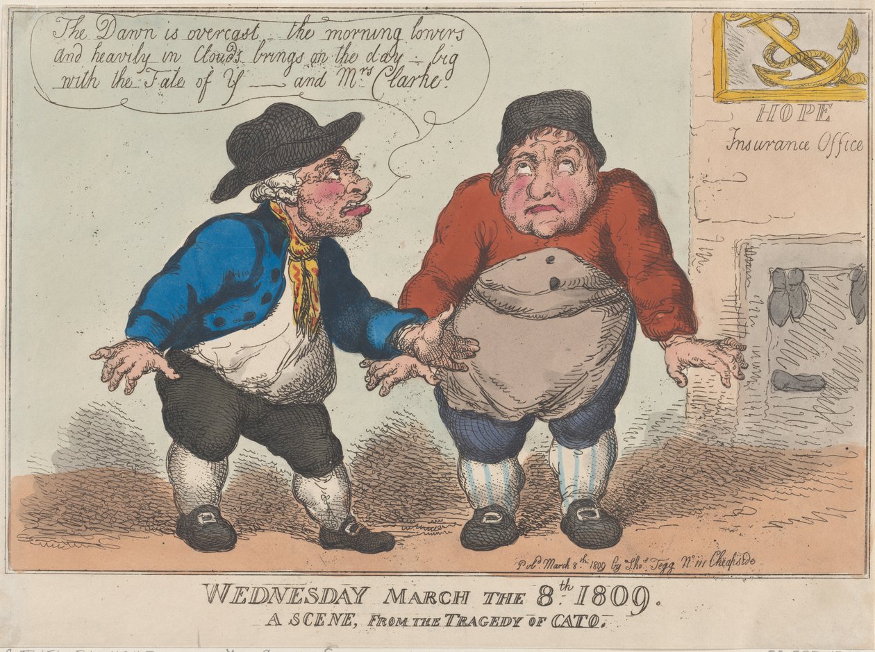 Środa 8 marca 1809, Scena z tragedii Katona, 8 marca 1809, 8 marca 1809. autorstwa Thomas Rowlandson