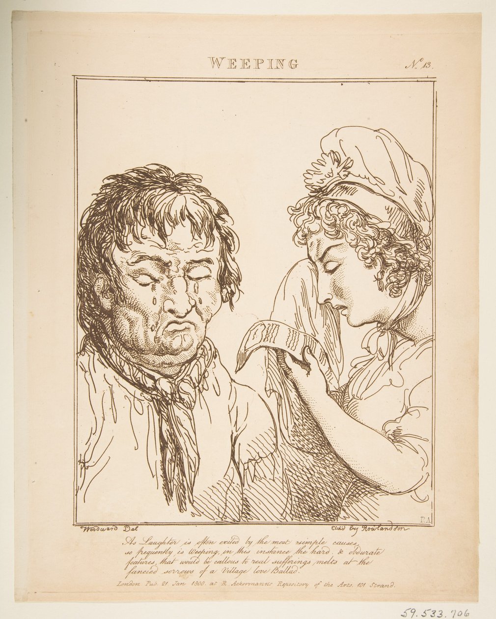 Weeping Le Brun Travested, czyli karykatury namiętności, 21 stycznia 1800 r. autorstwa Thomas Rowlandson