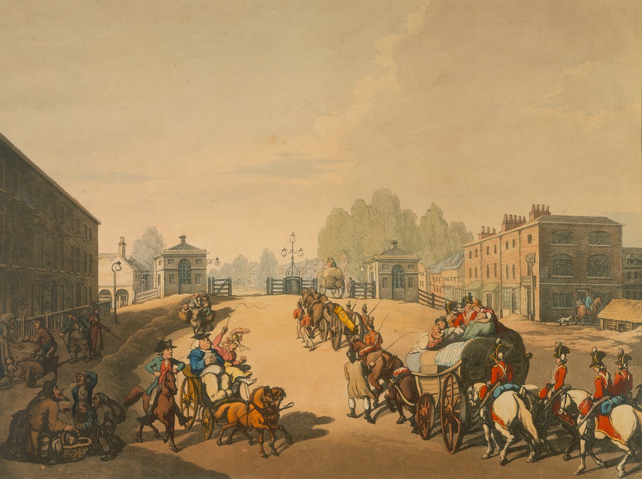 Whitechapel Turnpike, Londyn, 1798 autorstwa Thomas Rowlandson