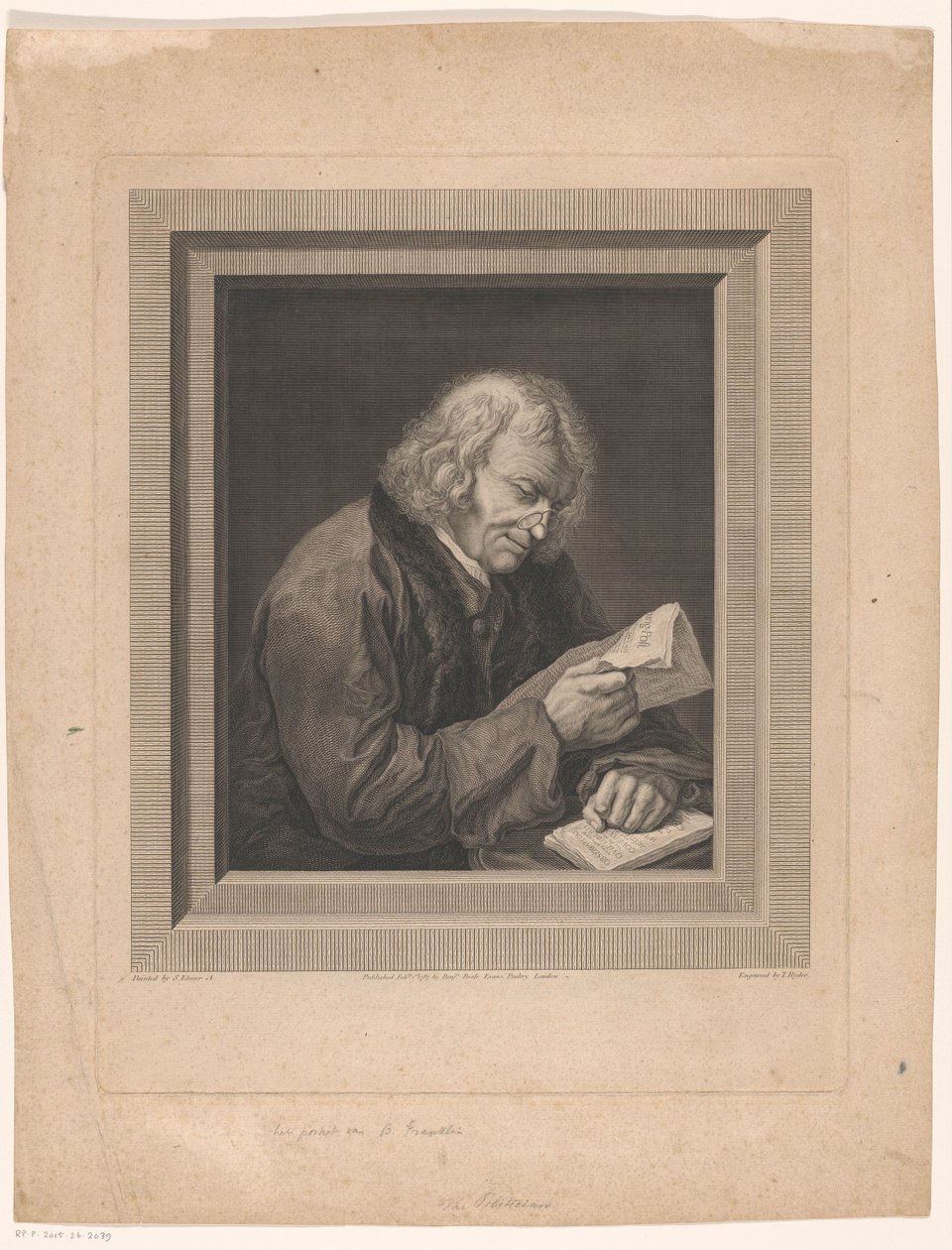 Portret van Benjamina Franklina Polityk autorstwa Thomas Ryder (I)