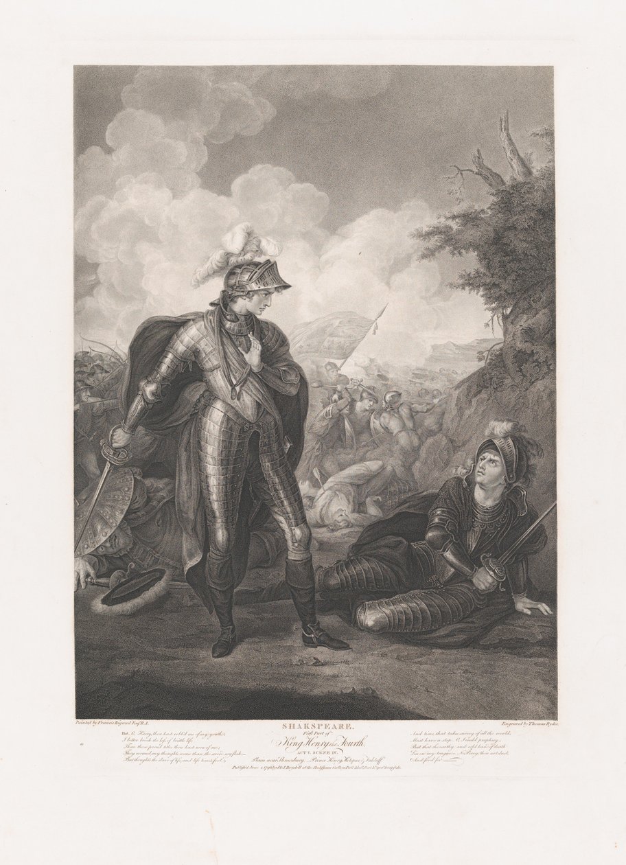 Prince Henry, Hotspur and Falstaff Shakespeare, King Henry…, po raz pierwszy opublikowany 1796, wznowiony 1852. autorstwa Thomas Ryder