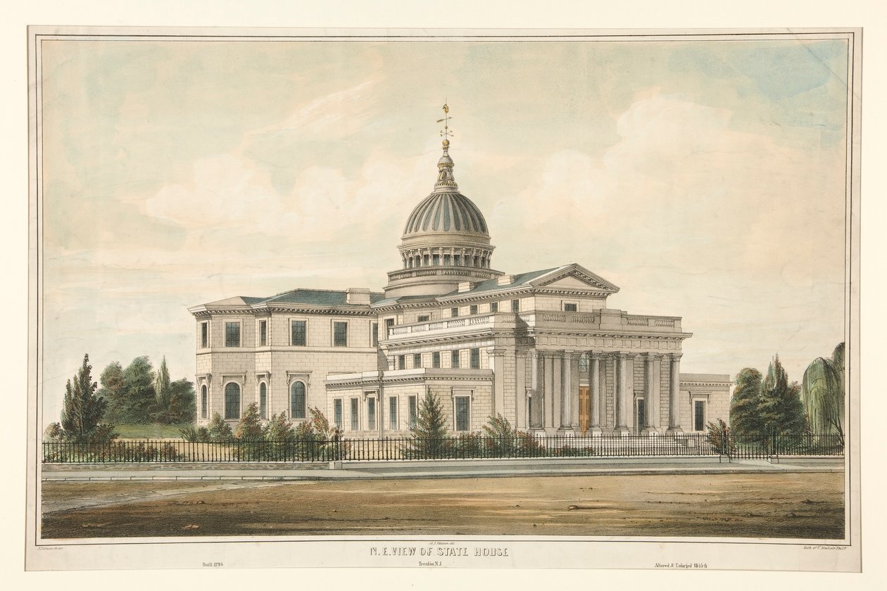 N.E. Widok na reprezentacyjny dom zbudowany w 1794 r. - Trenton, N.J. Altered & Enlarged 1845-6 autorstwa Thomas S. Sinclair