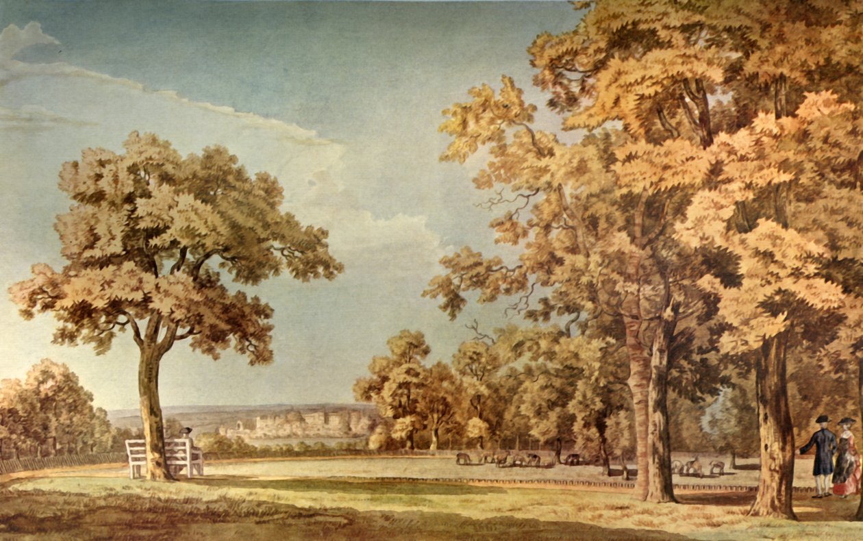 Zamek Windsor z Wielkiego Parku w pobliżu końca długiego spaceru, 1740-1798, 1934. autorstwa Thomas Sandby