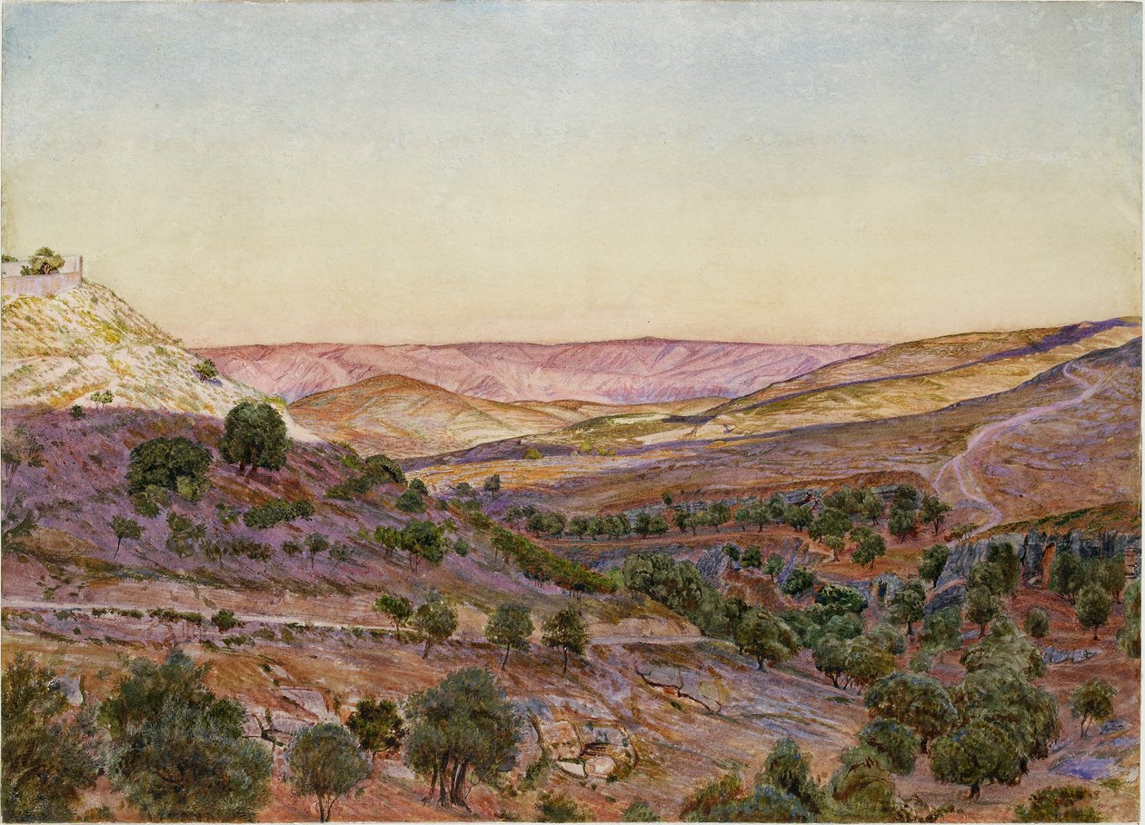 Wzgórza Moabu i Dolina Hinnom, 1854 autorstwa Thomas Seddon