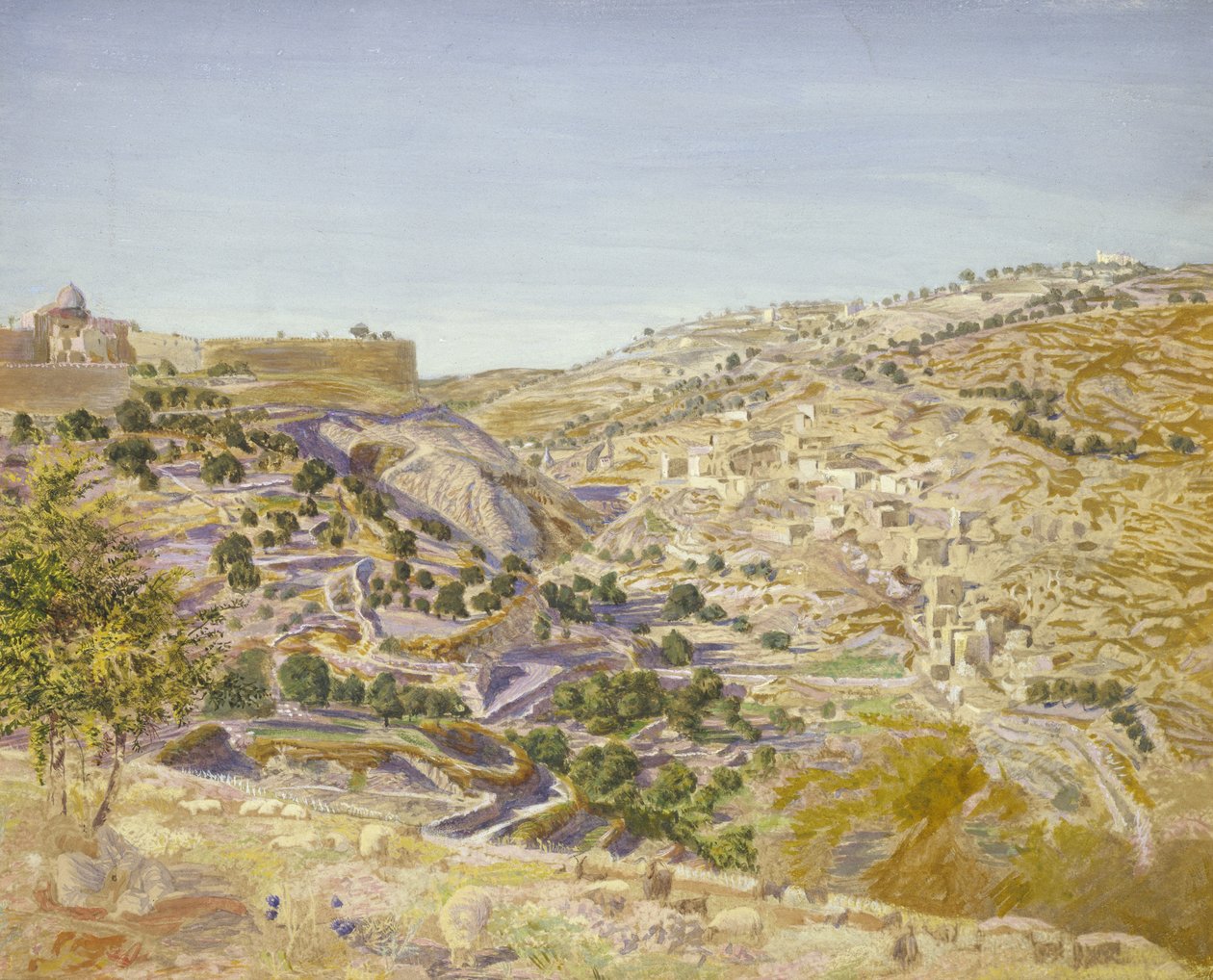 Widok Jerozolimy, 1854 (akwarela na papierze) autorstwa Thomas Seddon