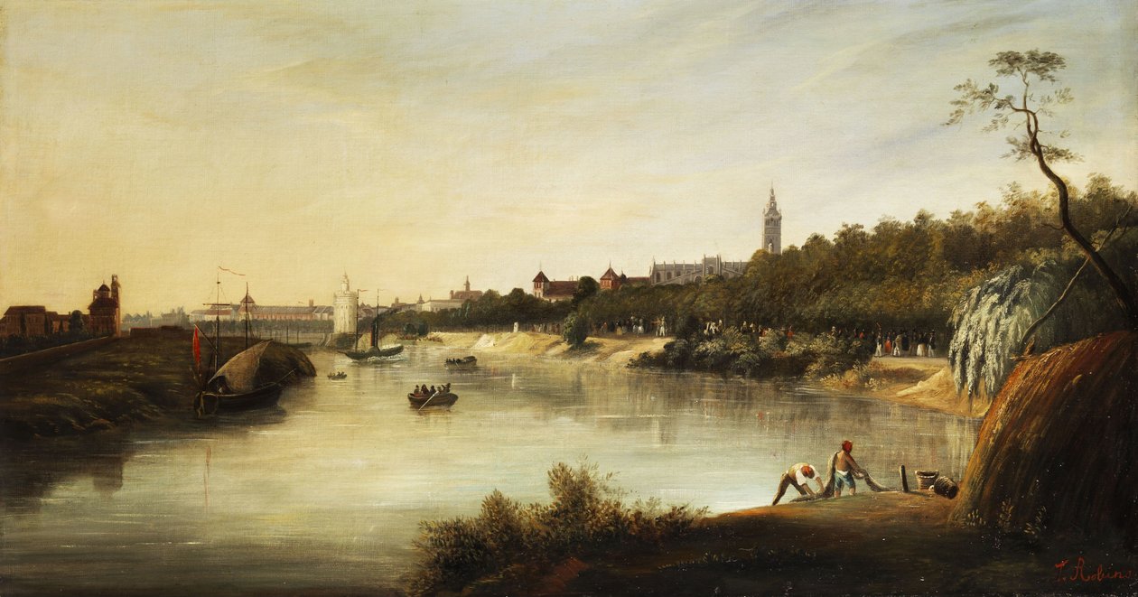 Widok angielskiego (?) miasta autorstwa Thomas Sewell Robins