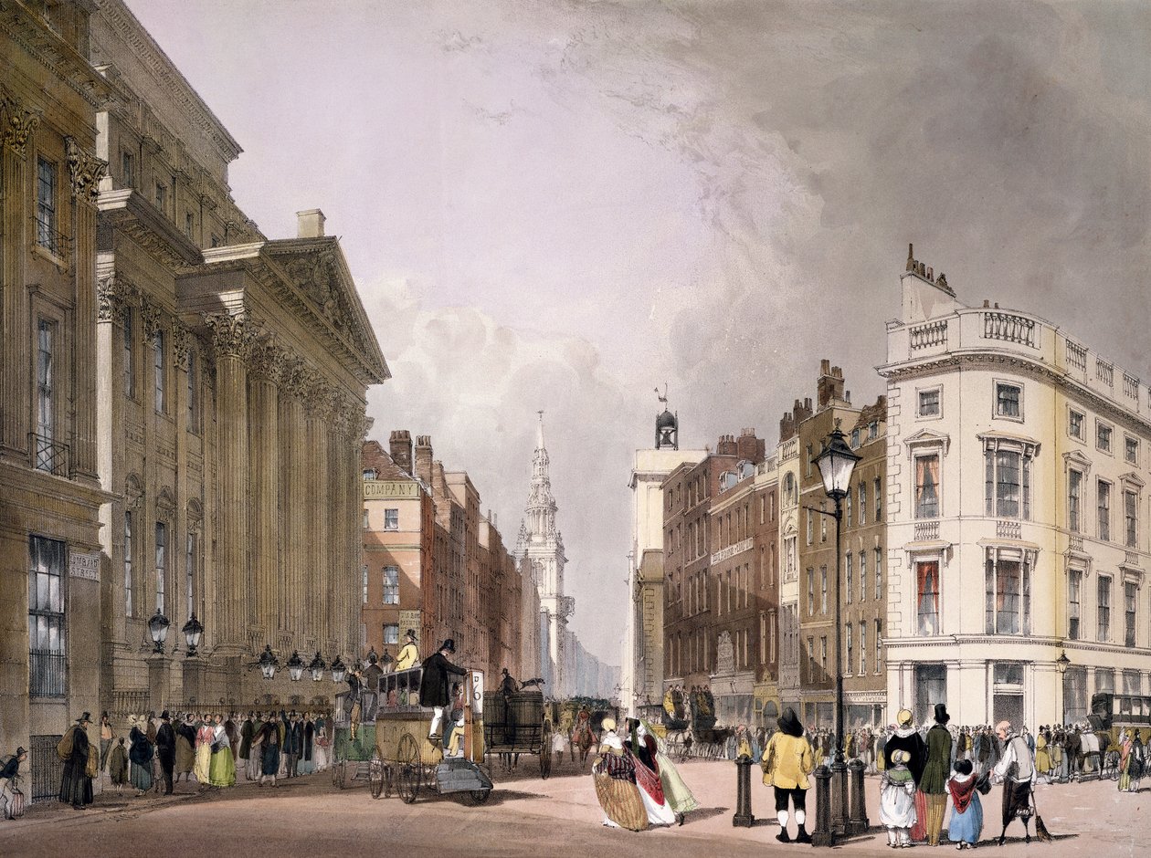 Cheapside i Mansion House, 1842 autorstwa Thomas Shotter Boys